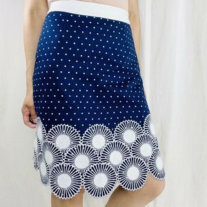 Boden Blue and White A-Line Skirt